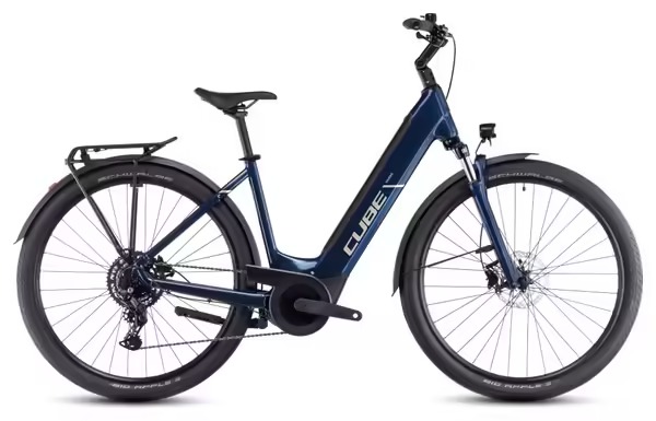VTC Électrique Cube Touring Hybrid One 500 Easy Entry Shimano Cues 9V 500 Wh 700 mm Bleu Deep Sea 2025